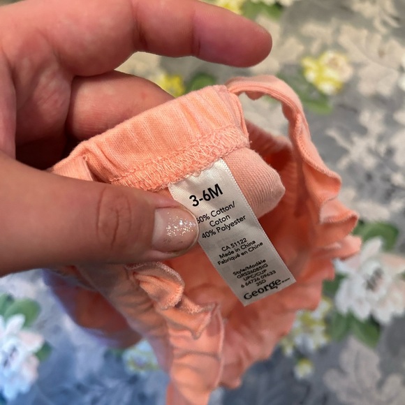 George 3/6m Pink Ruffled strap skirted overalls - Picture 3 of 3